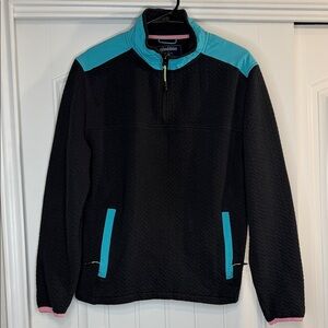 Chubbies Black and Teal Zip Up Sweater
